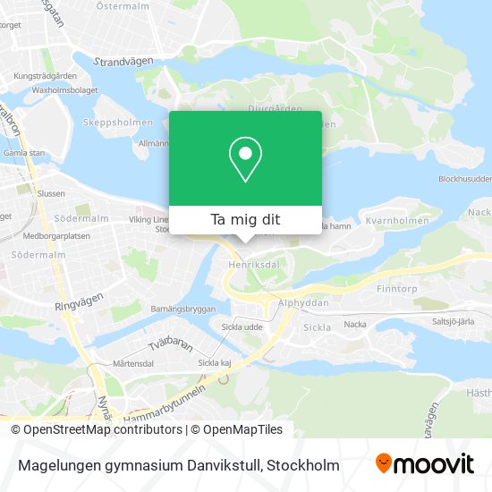 Magelungen gymnasium Danvikstull karta