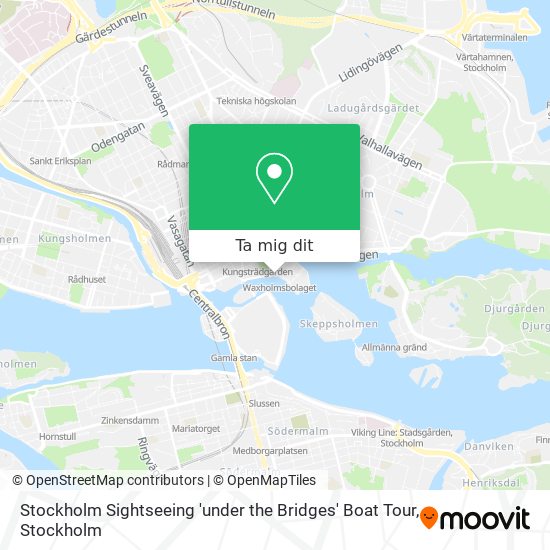 Stockholm Sightseeing 'under the Bridges' Boat Tour karta