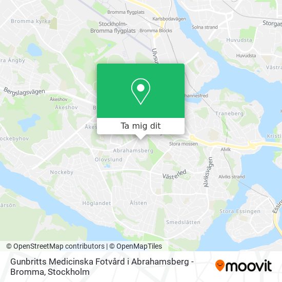 Gunbritts Medicinska Fotvård i Abrahamsberg - Bromma karta