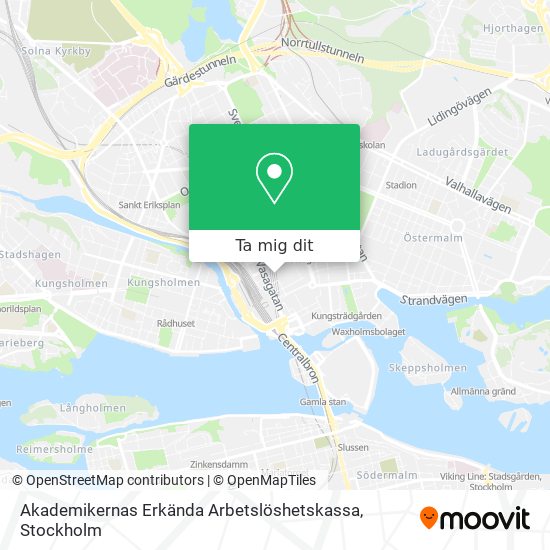 Akademikernas Erkända Arbetslöshetskassa karta