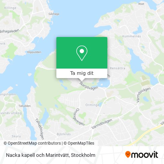 Nacka kapell och Marintvätt karta