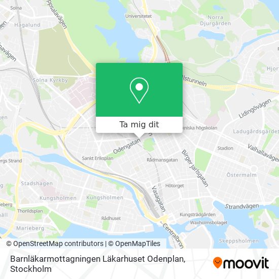 Barnläkarmottagningen Läkarhuset Odenplan karta