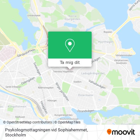 Psykologmottagningen vid Sophiahemmet karta