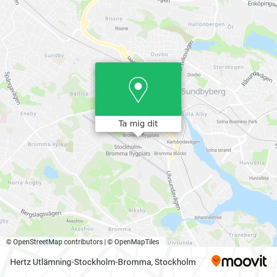 Hertz Utlämning-Stockholm-Bromma karta