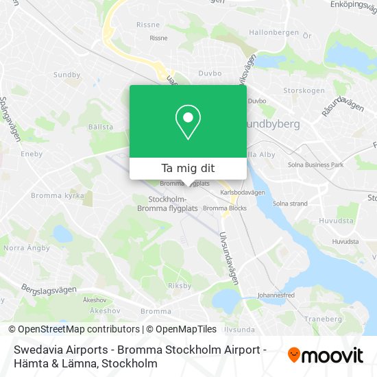 Swedavia Airports - Bromma Stockholm Airport - Hämta & Lämna karta