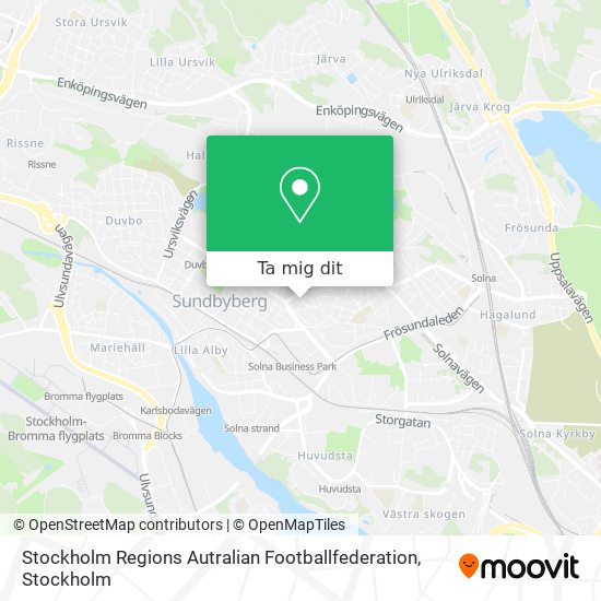 Stockholm Regions Autralian Footballfederation karta