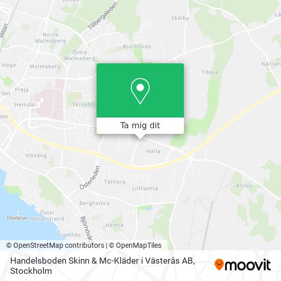 Handelsboden Skinn & Mc-Kläder i Västerås AB karta