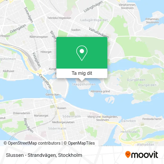 Slussen - Strandvägen karta