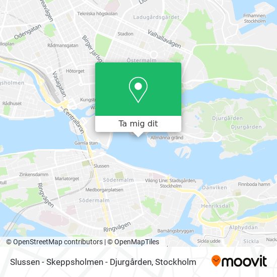 Slussen - Skeppsholmen - Djurgården karta