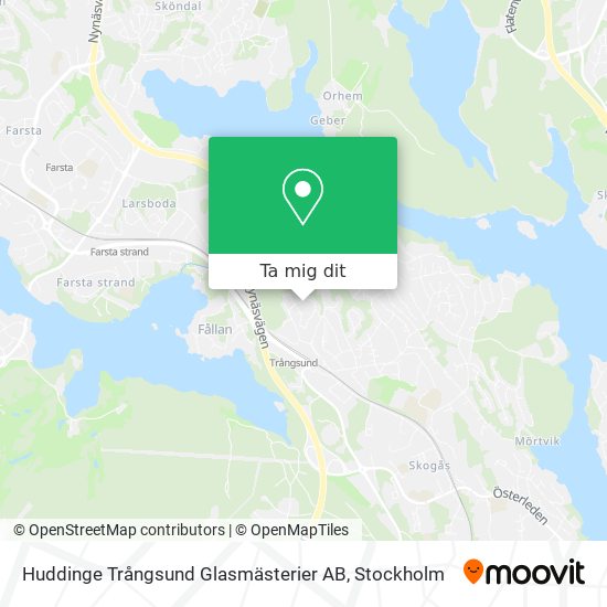 Huddinge Trångsund Glasmästerier AB karta