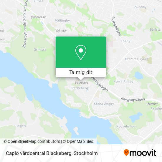 Capio vårdcentral Blackeberg karta