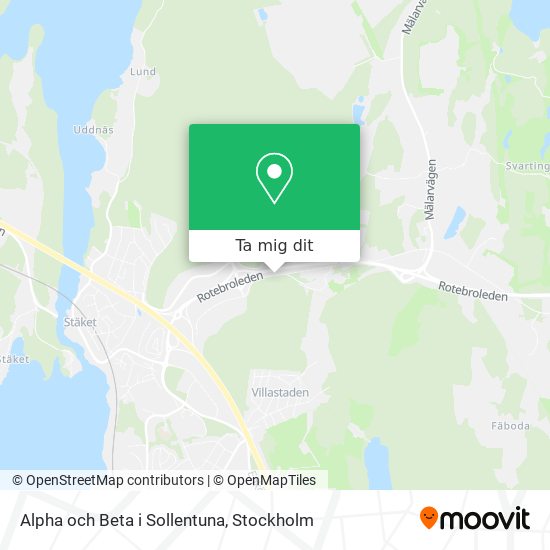 Alpha och Beta i Sollentuna karta