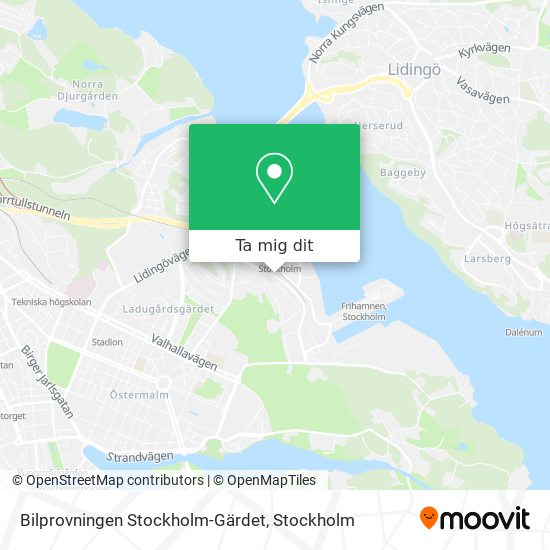 Bilprovningen Stockholm-Gärdet karta