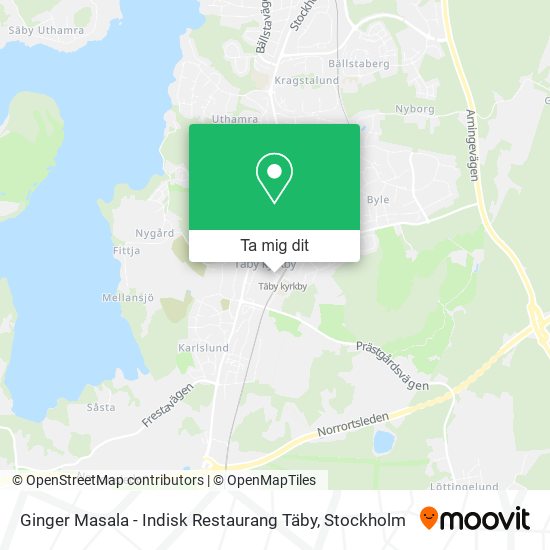 Ginger Masala - Indisk Restaurang Täby karta