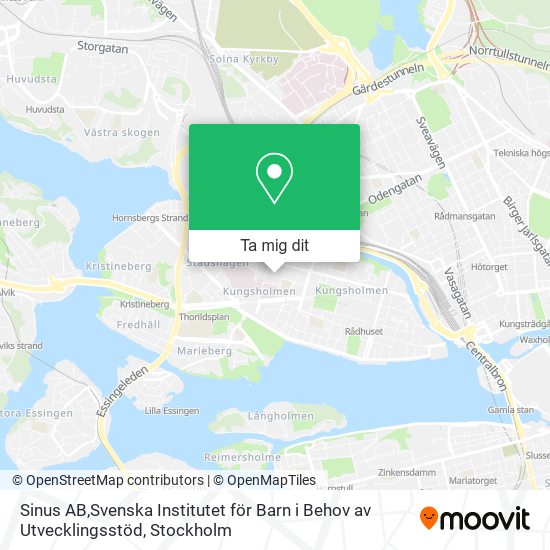 Sinus AB,Svenska Institutet för Barn i Behov av Utvecklingsstöd karta