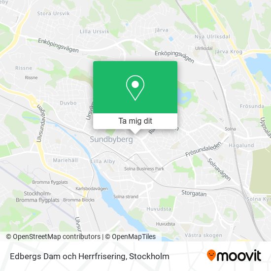Edbergs Dam och Herrfrisering karta