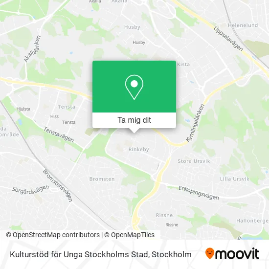 Kulturstöd för Unga Stockholms Stad karta