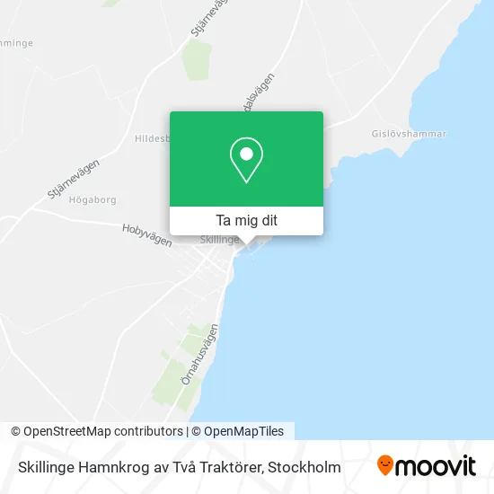Skillinge Hamnkrog av Två Traktörer karta