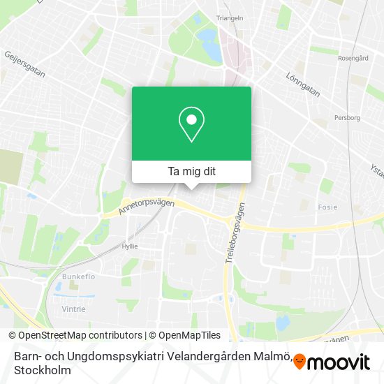 Barn- och Ungdomspsykiatri Velandergården Malmö karta