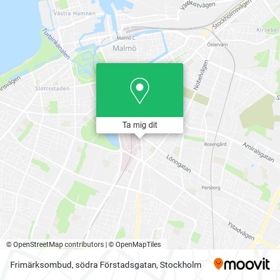 Frimärksombud, södra Förstadsgatan karta