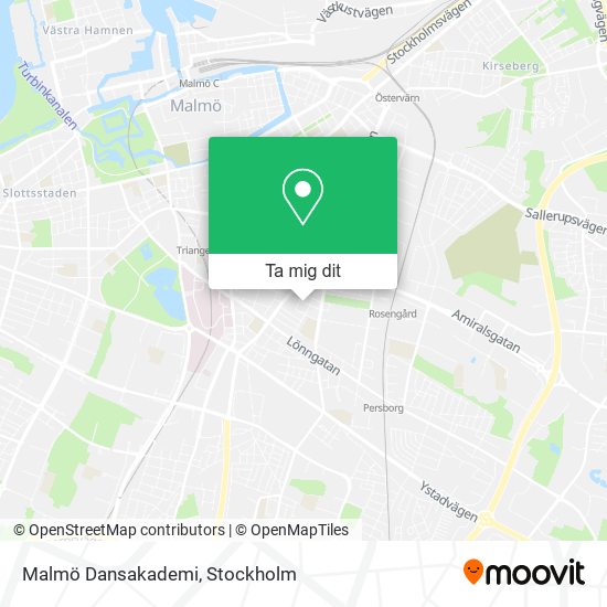 Malmö Dansakademi karta