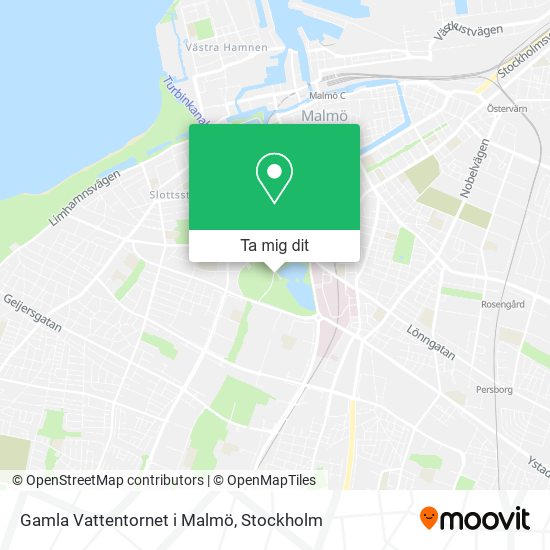 Gamla Vattentornet i Malmö karta