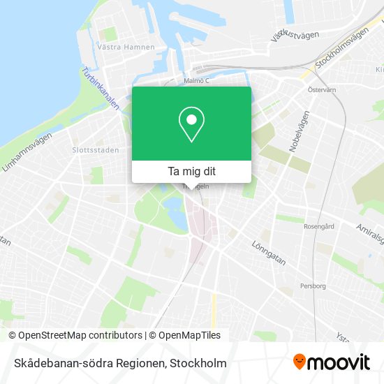 Skådebanan-södra Regionen karta