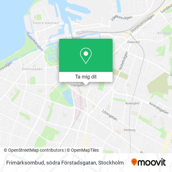 Frimärksombud, södra Förstadsgatan karta