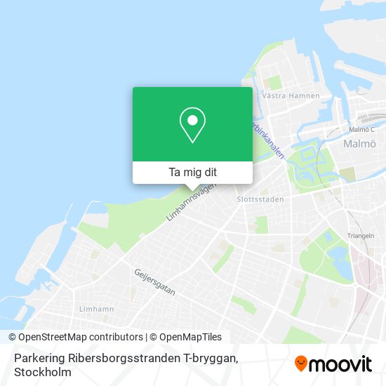 Parkering Ribersborgsstranden T-bryggan karta