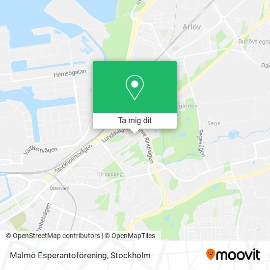 Malmö Esperantoförening karta