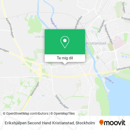 Erikshjälpen Second Hand Kristianstad karta