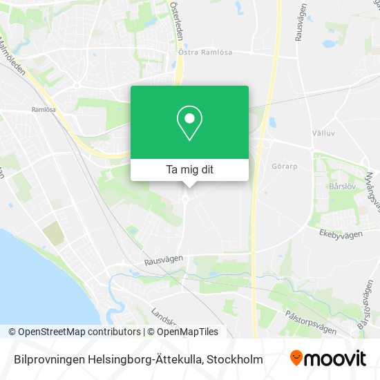 Bilprovningen Helsingborg-Ättekulla karta