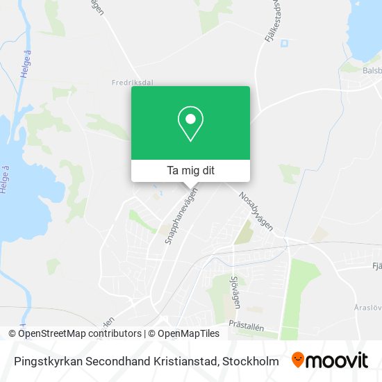 Pingstkyrkan Secondhand Kristianstad karta