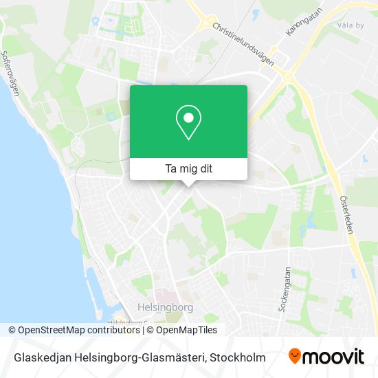 Glaskedjan Helsingborg-Glasmästeri karta