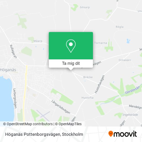 Höganäs Pottenborgsvägen karta