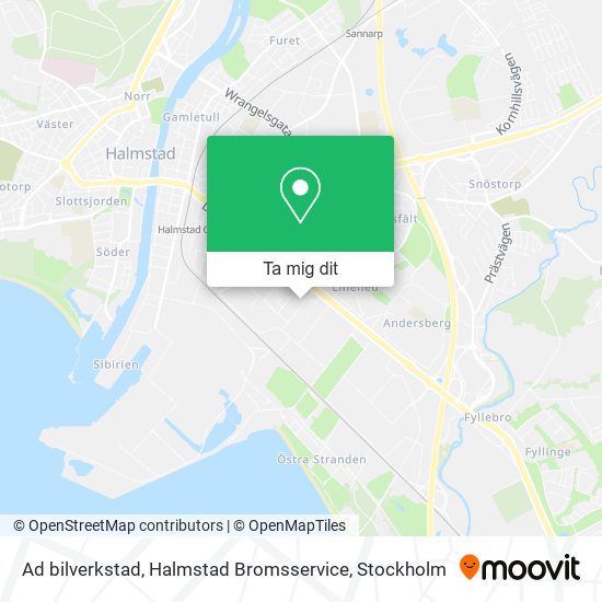 Ad bilverkstad, Halmstad Bromsservice karta