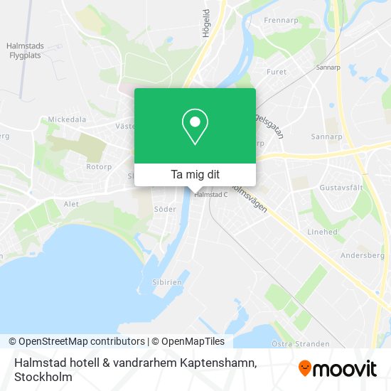 Halmstad hotell & vandrarhem Kaptenshamn karta