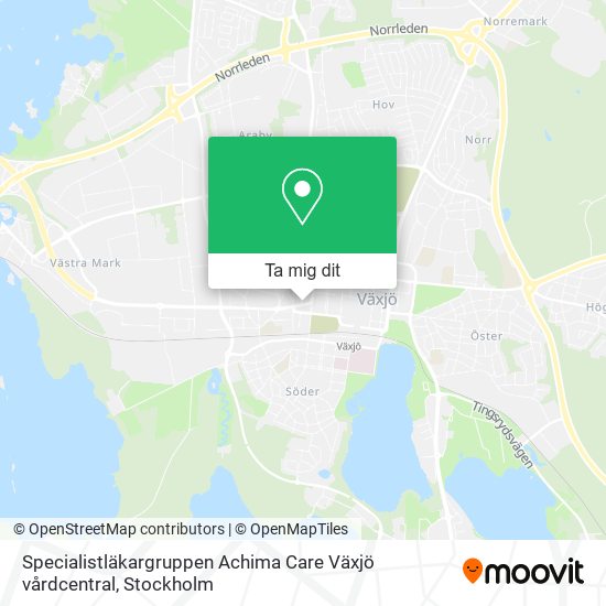 Specialistläkargruppen Achima Care Växjö vårdcentral karta