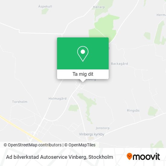 Ad bilverkstad Autoservice Vinberg karta