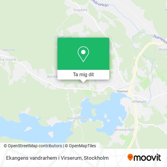 Ekangens vandrarhem i Virserum karta