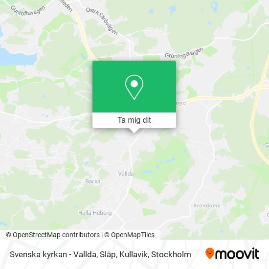Svenska kyrkan - Vallda, Släp, Kullavik karta