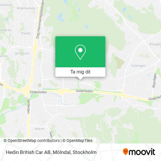 Hedin British Car AB, Mölndal karta