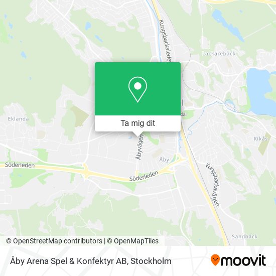 Åby Arena Spel & Konfektyr AB karta