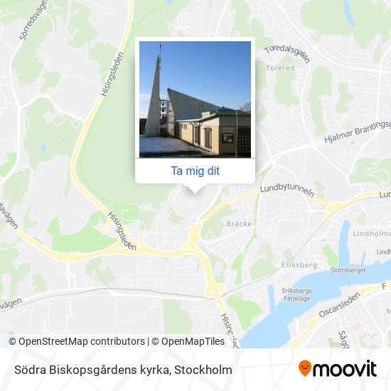 Södra Biskopsgårdens kyrka karta