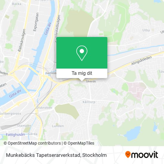 Munkebäcks Tapetserarverkstad karta