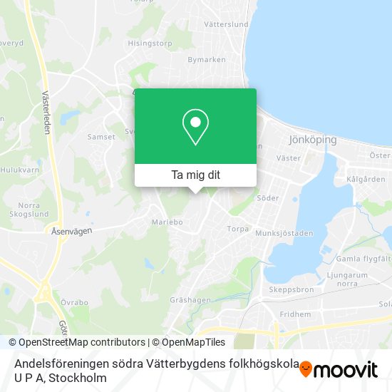 Andelsföreningen södra Vätterbygdens folkhögskola U P A karta