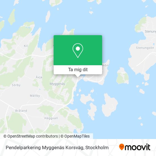 Pendelparkering Myggenäs Korsväg karta