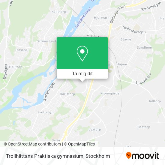 Trollhättans Praktiska gymnasium karta