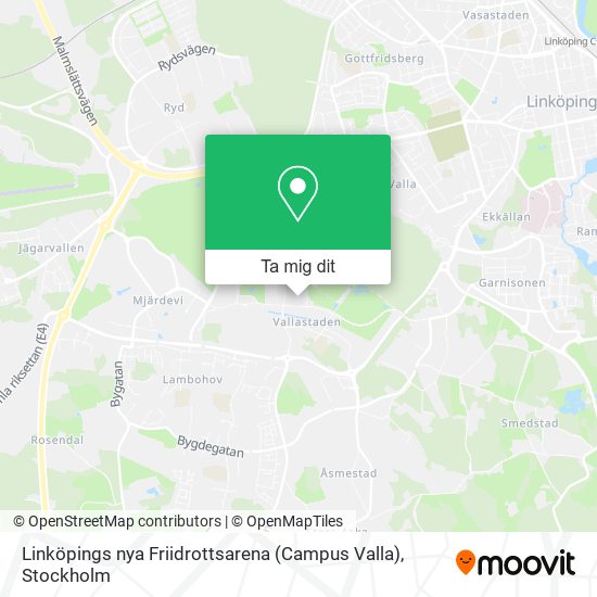 Linköpings nya Friidrottsarena (Campus Valla) karta