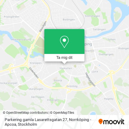 Parkering gamla Lasarettsgatan 27, Norrköping - Apcoa karta